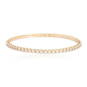 Lustrous Square 14K (or 18k upon request) Rose Gold Diamond Bangles Bracelet